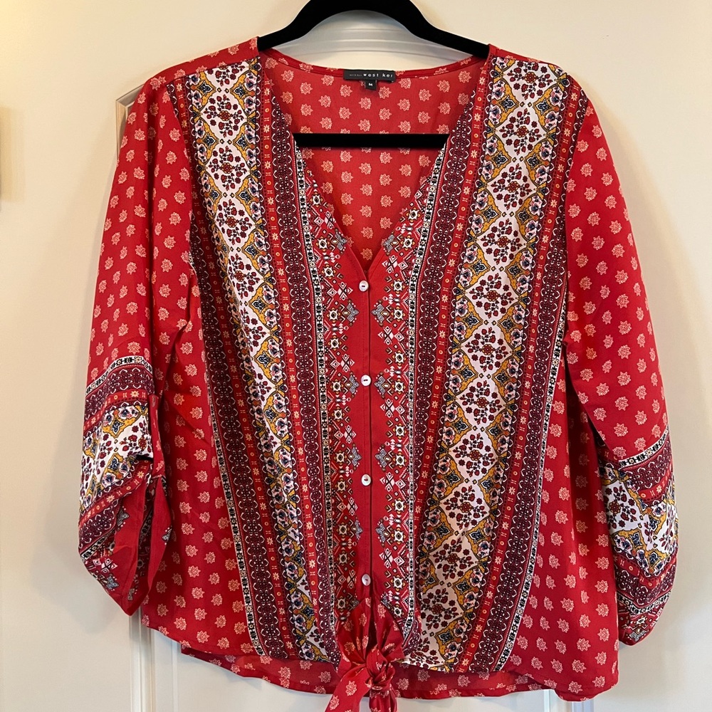 West Kei knotted blouse from Stitch Fix, size M